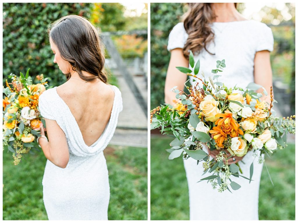 bride dress and flower details