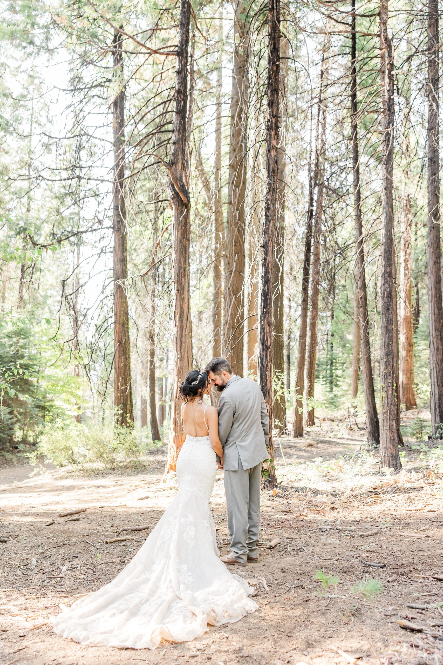 romantic forest bride and groom photos