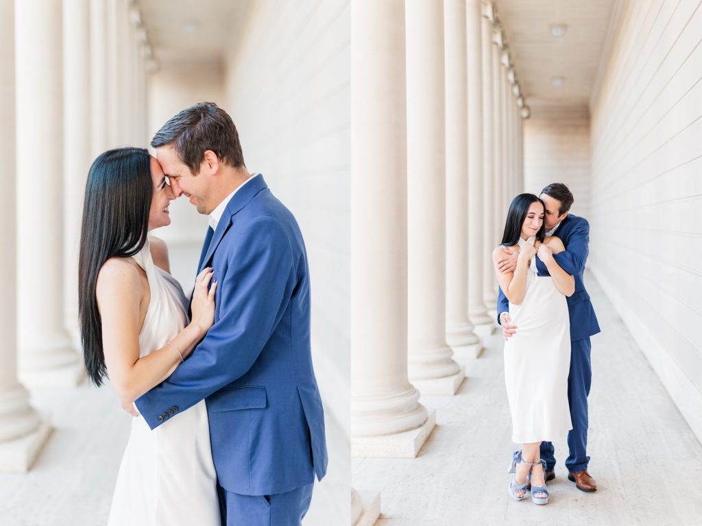 romantic portraits of couple at engagement session