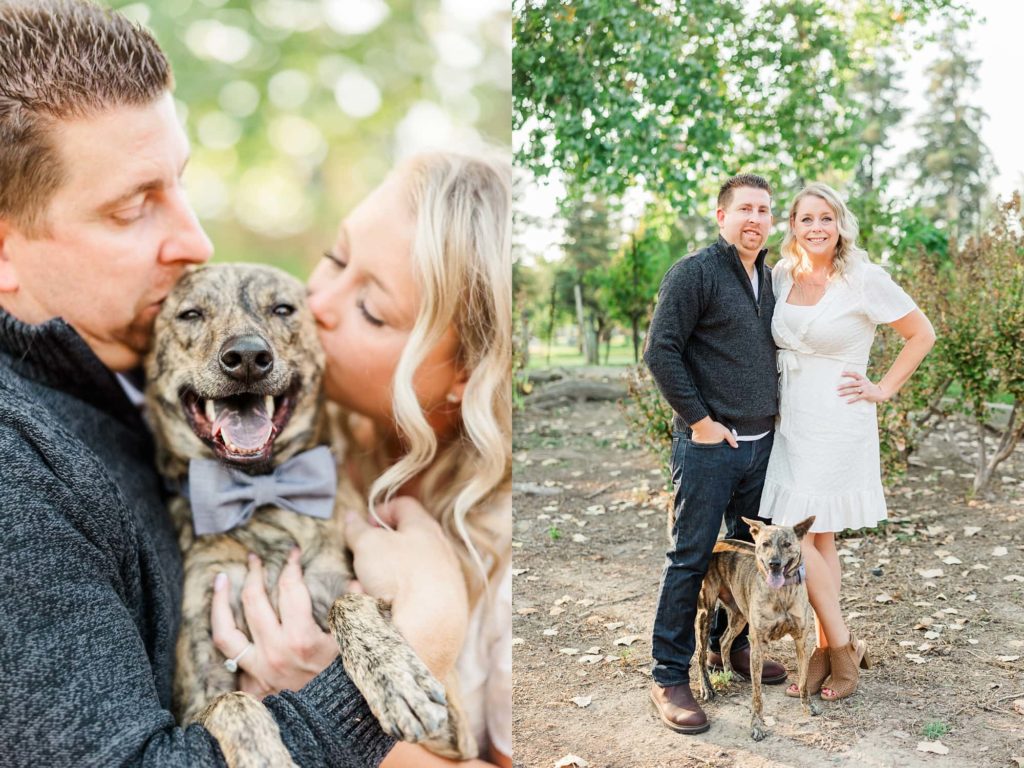 Engagement photos with a dog