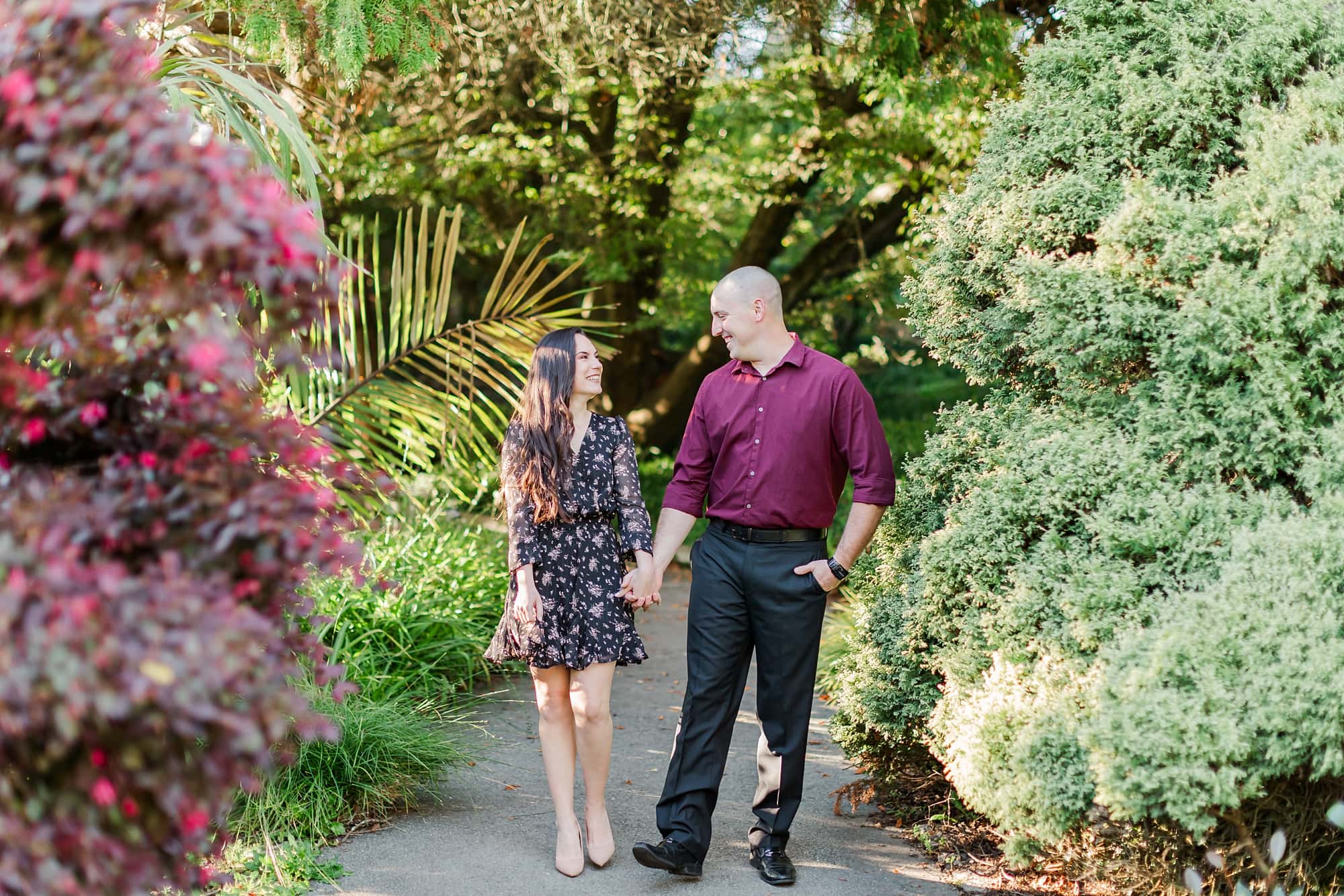 Couple walking pose during engagement session