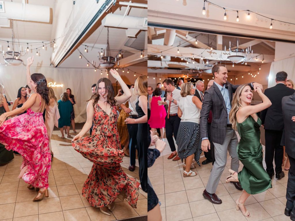 guests dancing at carmel fields wedding reception