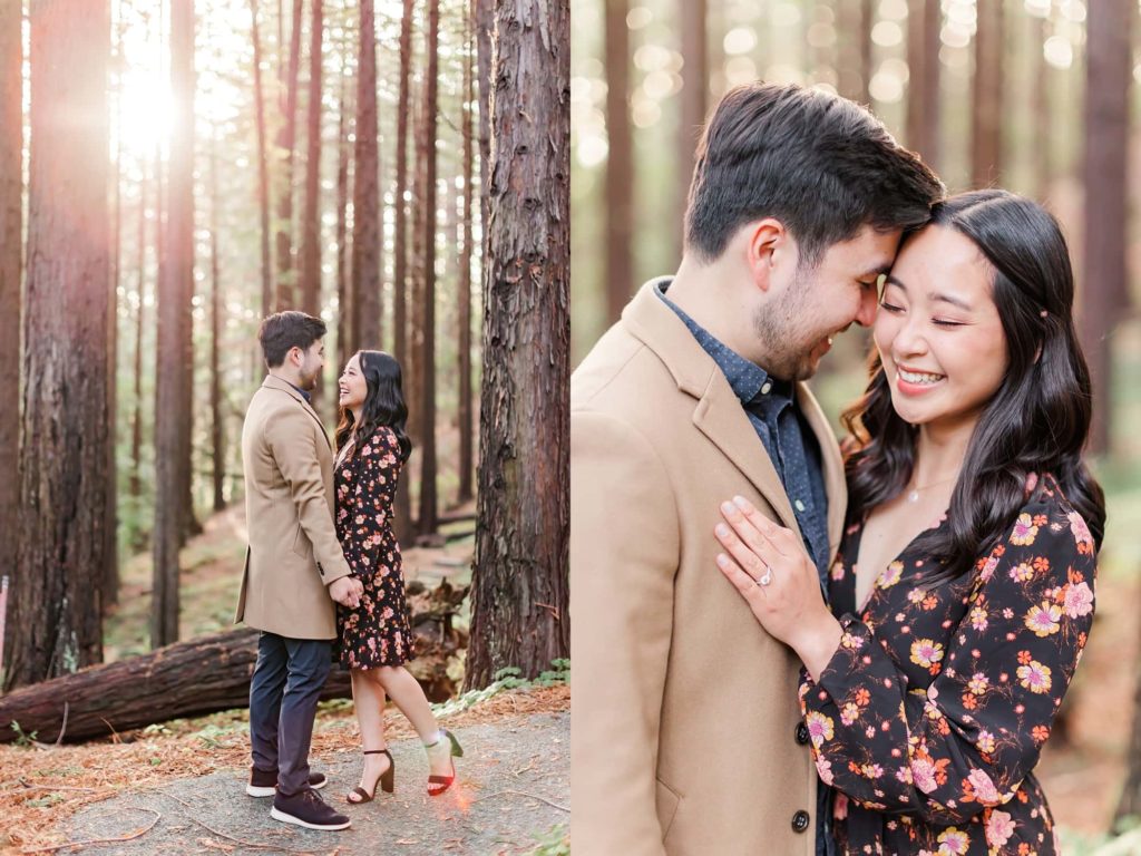 romantic redwood forest couple portraits