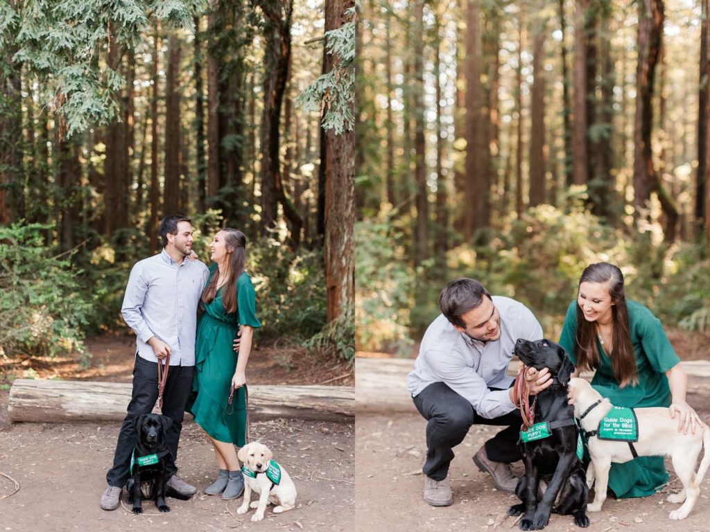 engagement photos at joaquin miller park with dogs