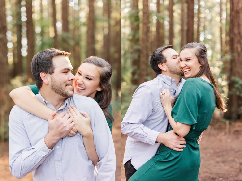 couple hugging pose at engagement session 