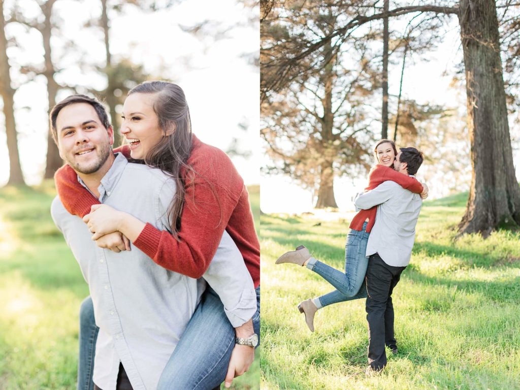 lift pose at engagement session