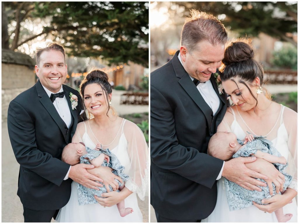 bride and groom photo with their baby