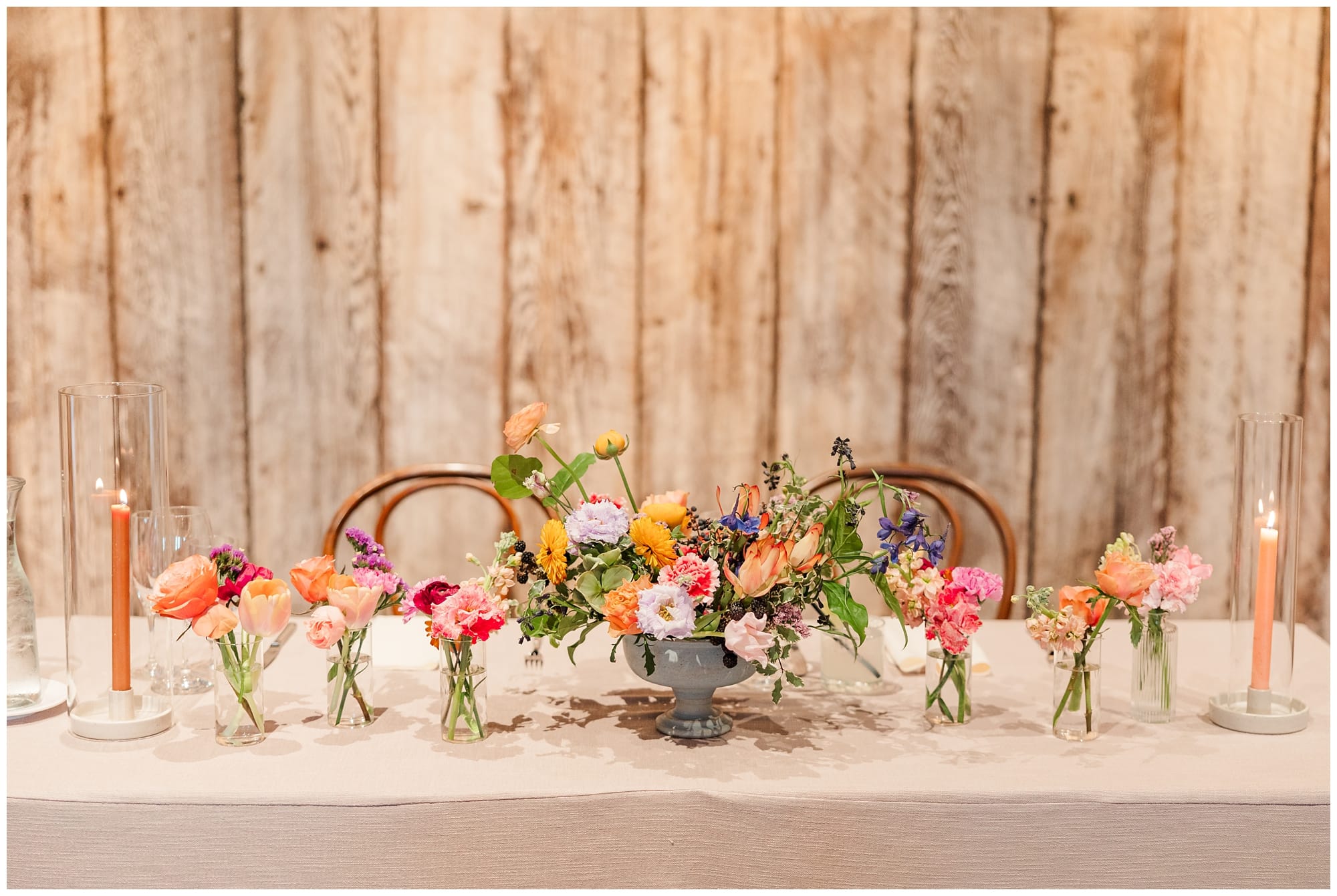 sweetheart table wildflower set up