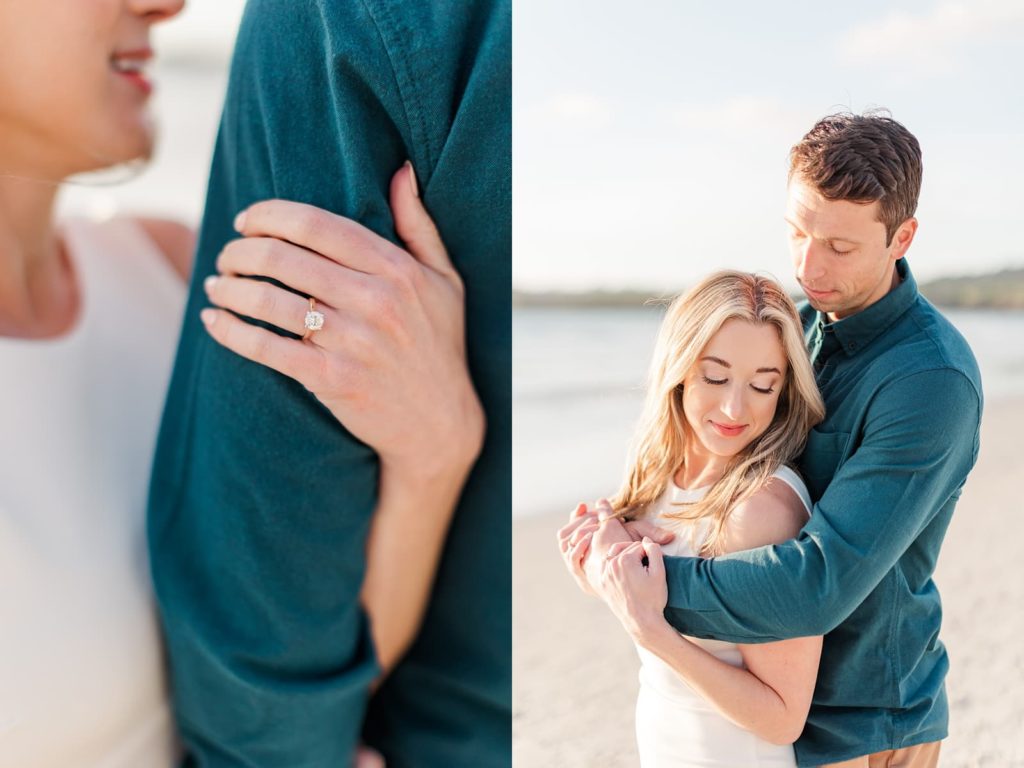 intimate photos on the beach at engagement session
