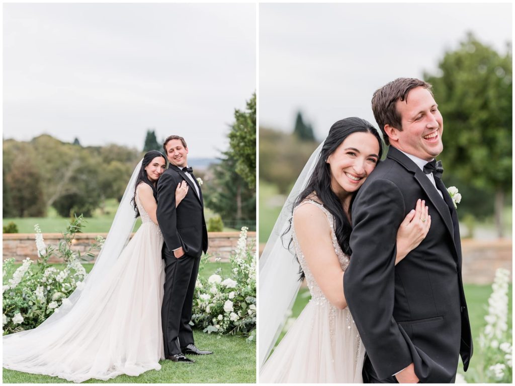 romantic bride and groom portraits at the clubhouse at peacock gap wedding