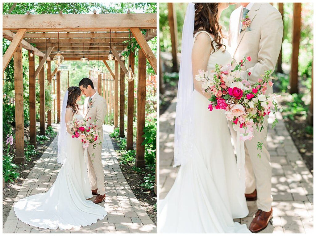 the gardens at Sutter Creek bride and groom photos