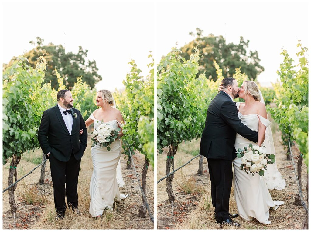 bride and groom vineyard portraits