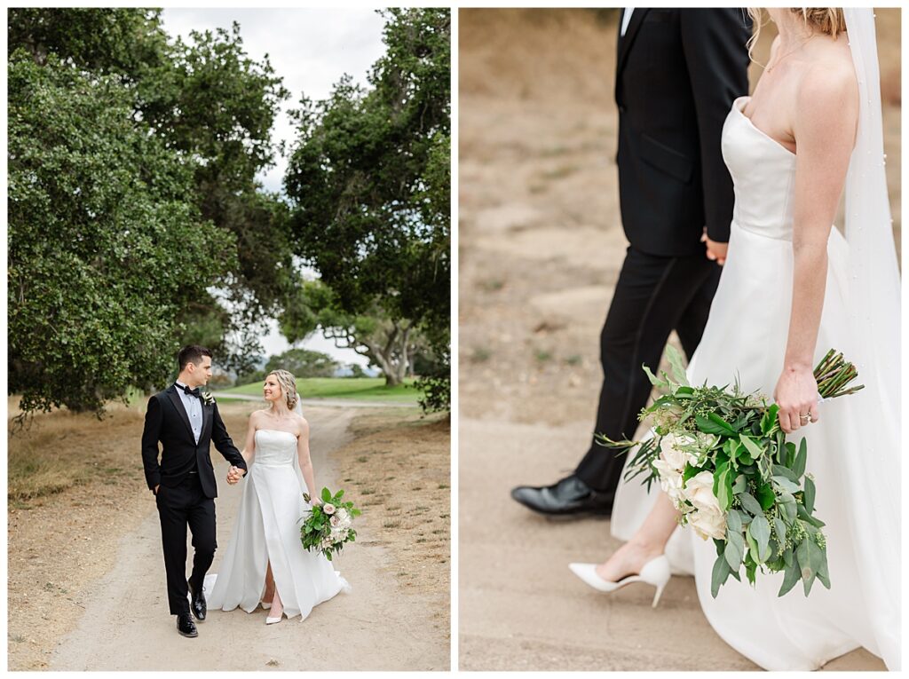 bride and groom walking photo